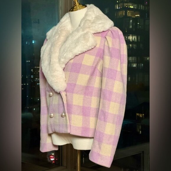 🆕 LOVESHACKFANCY 🧿 NWOT Dumont Faux Fur Collared Jacket, Lavender - Sz XS - Picture 5 of 16
